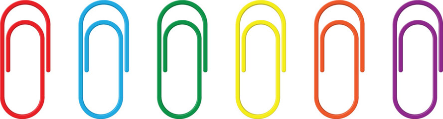 Colorful Paper Clip Set – Office Stationery Clip Collection – Vector Illustration