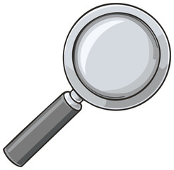 Cartoon Illustration of Search Tool, Magnifying Glass Object for Discovery or Exploration