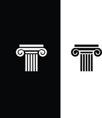 Ionic Column on Black and White Background capital architecture design ancient greek roman building