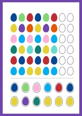 Continue the series, Logic game for small children, worksheet, Easter eggs