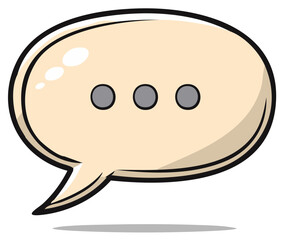 Obraz premium Minimalist Comic Speech Bubble with Three Dots, Cartoon Conversation Balloon with Outline, Idea