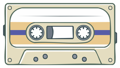 Obraz premium Audio Cassette Illustration Retro Media Entertainment Sound Technology
