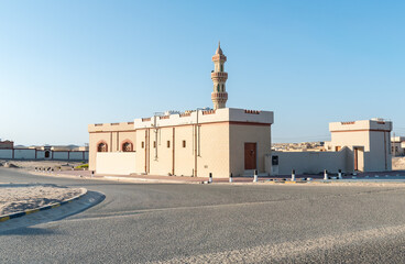 View of a mosque situated on the outskirts of an Omani town, Sultanate of Oman