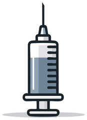 Medical syringe illustration with needle and liquid for a vaccination shot or injection