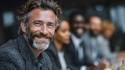 Fototapeta premium Group of diverse business executives engage in a productive boardroom meeting, setting new corporate governance benchmarks and demonstrating their commitment to responsibility, integrity