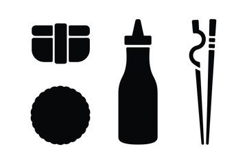 Japanese food icons sushi chopsticks sauce bottle rice ball © Sadek