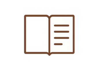 Open book icon representing reading, learning, education, knowledge, and literature with transparent background