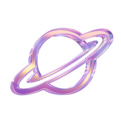 iridescent neon planet icon holographic 3d space symbol png