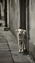 Stray Dog in Black and White