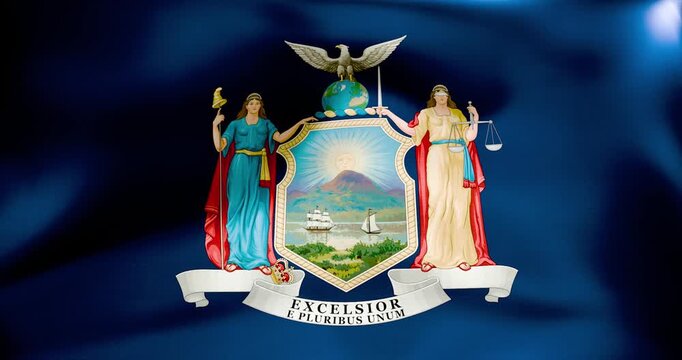 New York State flag waving 30 seconds 4K ultra high quality 60fps video