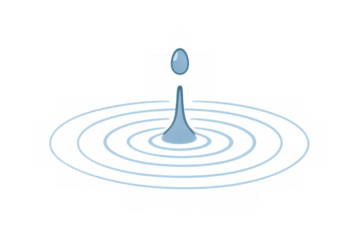 Water drop creating splash and ripple effect on liquid surface, clean water concept, freshness and hydration on transparent background