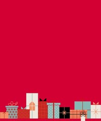 christmas gift boxes background illustration,red background, happy new year 