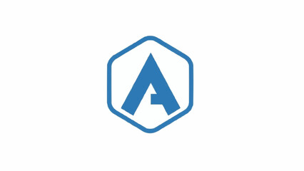 Blue letter a logo design in hexagon shape vector graphic template brazil ceara