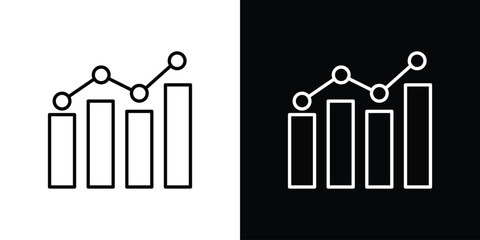 Data Analysing icons outline drawing. Editable stroke