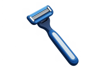 Blue disposable razor for daily personal care and hygiene, clean shaving tool, grooming accessory, sharp blades