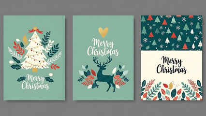 Festive Christmas Cards Elegant Holiday Season Greetings Design