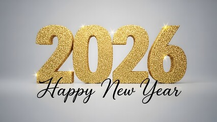 Golden 2026 happy new year celebration greeting with elegant script
