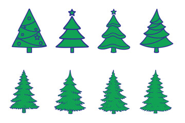 Obraz premium Christmas tree set illustration for winter holiday celebration vector design