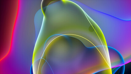3d render of abstract art 3d background wallpaper with smooth and round substance based on meta balls spheres or bubbles in matte plastic material in red blue purple green and yellow gradient color