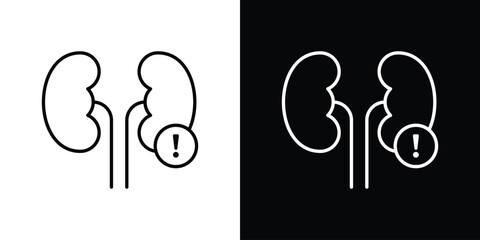 Kidney disease icons outline drawing. Editable stroke