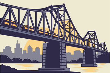 Fototapeta premium Steel truss bridge across the Ohio River in Cincinnati