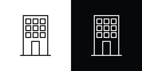 Office block icons outline drawing. Editable stroke