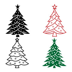 set of christmas trees