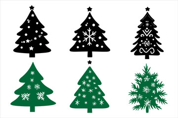 set of christmas trees