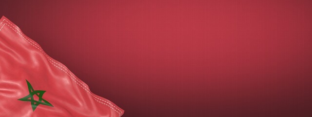 Morocco - national flag and gradient background - horizontal banner format - 3D illustration