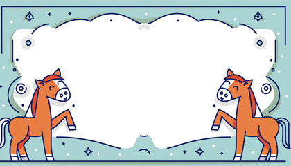 かわいい馬の背景枠3