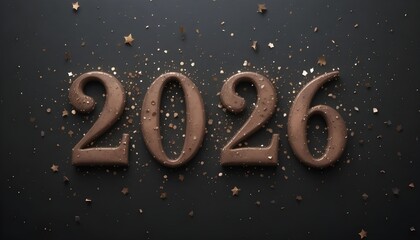 Chocolate numbers spelling out the year 2026 with gold glitter