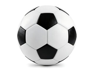 Fototapeta premium Clean studio shot of a synthetic leather soccer ball, ready for play, with subtle shadows on a white surface.