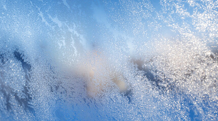 Windshield frost in gradient form, from thick crystallization to clear glass, promoting weather apps or safety guidelines for winter driving