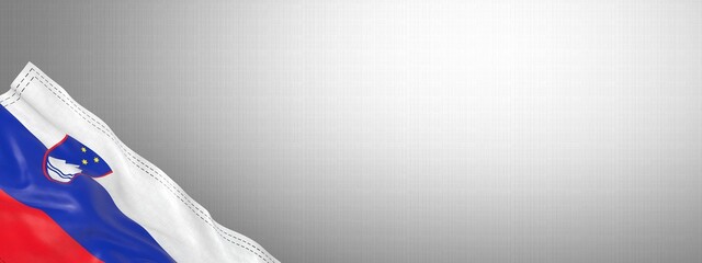 Slovenia - national flag and gradient background - horizontal banner format - 3D illustration