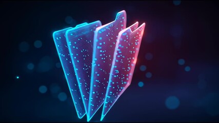 Abstract Tech Structure: An ethereal digital composition unveils layered, crystalline forms aglow with a vibrant, neon luminescence. - Powered by Adobe