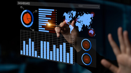 A modern business analytics dashboard showcases graphs and charts for visual data representation, aiding decision-making and performance tracking in a corporate setting. Impute
