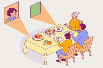 A Thanksgiving where everyone communicates via holograms.