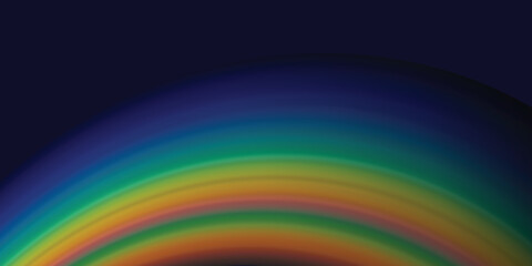 Abstract background with vibrant rainbow color spectrum forming an arc against a deep navy blue gradient sky