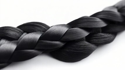 Video Close-up shot of braided hair on a white surface