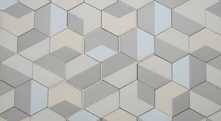 Geometric Hexagonal Pattern with a 3D Optical Illusion Effect and Subtle Color Variations
