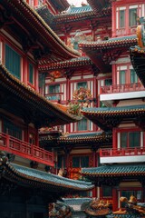 Fototapeta premium Stunning Traditional Asian Architecture Showcasing Colourful Temples and Cultural Heritage
