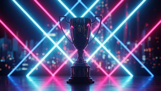 Shiny Trophy Cup with Neon Laser Lights