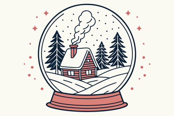 Fototapeta premium Holiday snow globe pattern modern flat illustration style
