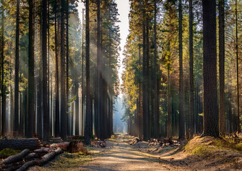 road in the forest, building road