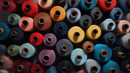 Fototapeta premium Full frame background of yarn cones.