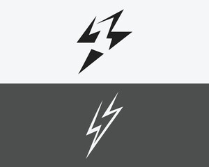 Black lightning bolt symbols on white and gray backgrounds thunderbolt electricity
