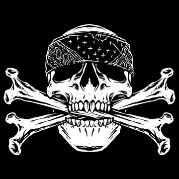 vector of bandana skull with cross bone