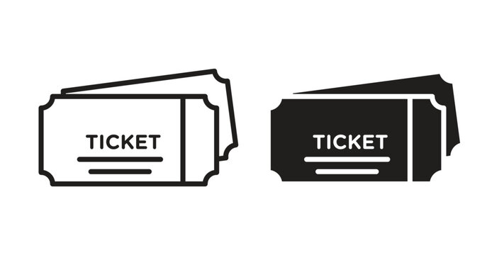 Ticket stub icons, vector symbols. filled flat sign