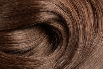 Luxurious Brown Hair Texture. Abstract Background Highlighting Smooth Strands and Rich Detail