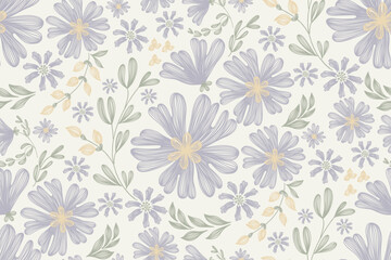 Fototapeta premium Minimal Floral pattern seamless paisley embroidery texture pink coneflower flower motifs. Vintage ikat style vector illustration design hand drawn .
